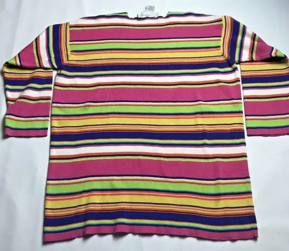 Adrienne Vittadini Vtg 80's Vittadini Sport Tunic Sweater Womens Oversized M Cotton Pink Stripe