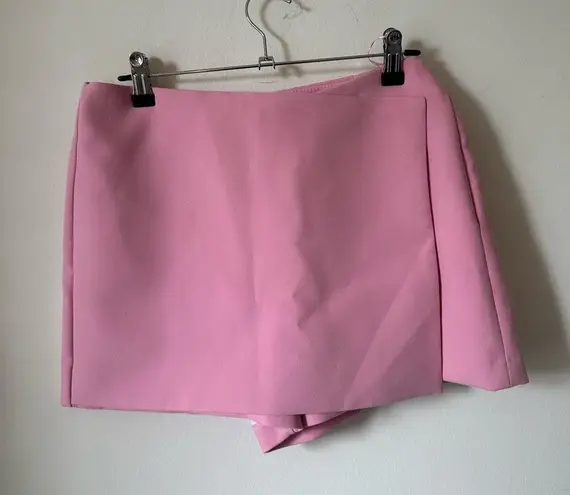 ZARA NWT  Wrap Front Skort Skirt Pink Crepe Medium