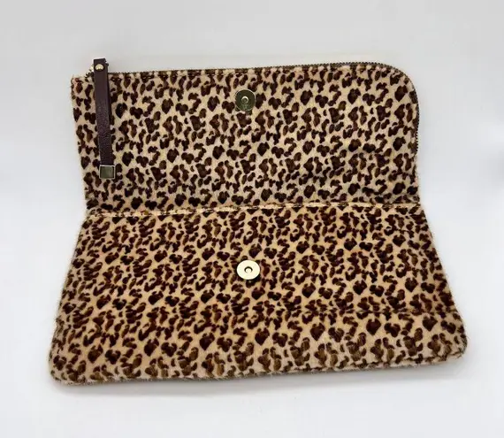 Charming Charlie Leopard Print Fold Over Clutch Purse Zip Around