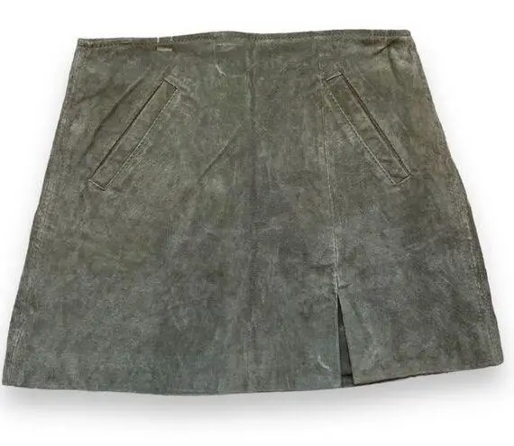 BLANK NYC  Micro  Mini Skirt Olive Green Suede Leather Back Zip Detail High Waist