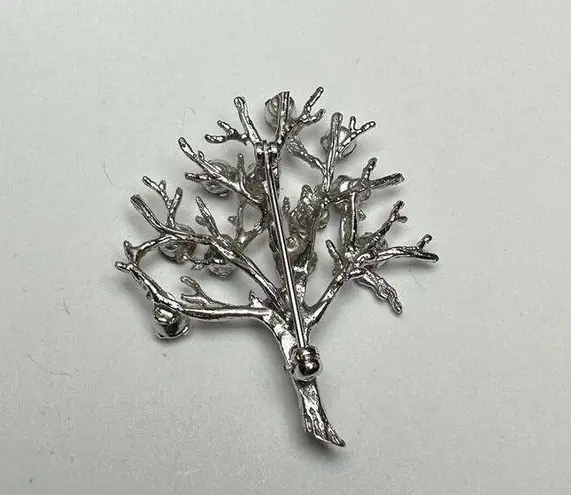Rhinestone Tree Of Life Multi Color Silver Tone Brooch Pin Blue Purple Green Etc