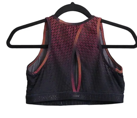 WITH Wear It To Heart Womens Sports Bra Top Red Black Ombre Sleeveless Mesh M Size M