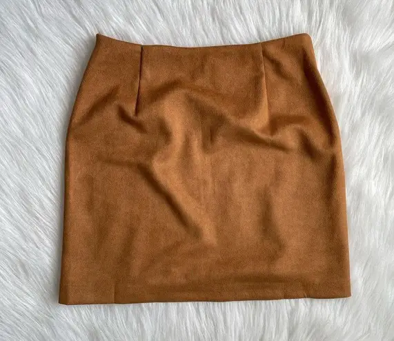 THML Suede Colorblock Mini Skirt in Tan/Cream