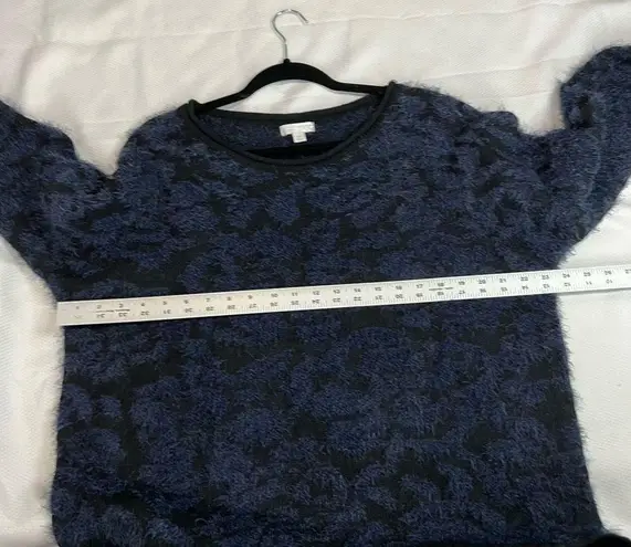 14th & Union  Blue & Black Leopard Print Eyelash Sweater - Image 4