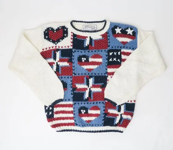 Vintage 90s Nuggets American Flag Patriotic Sweater Red