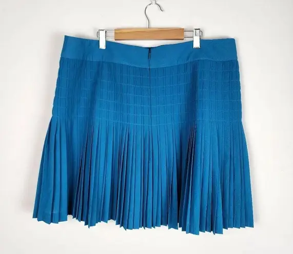 J.Crew Factory Pleated Mini Skirt Teal Blue Flare Flowy Zippered Women's Size 14