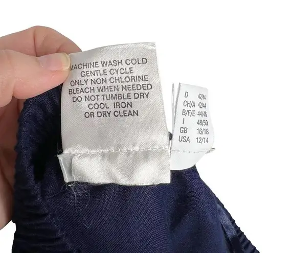 Ulla Popken Blue Linen Blend Floral Embroidered Elastic Waist A Line Skirt Size undefined