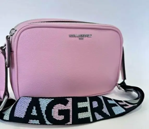 Karl Lagerfeld Paris Maybelle Camera Crossbody Bag with Bag Charm in Pink NEW