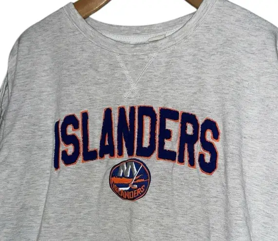 Concept Sports NHL L Heather Gray NY Islanders Embroidered Pullover Sweatshirt Size L