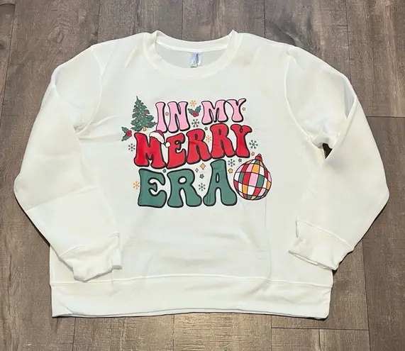Medium White 'In My Merry Era' Sweatshirt