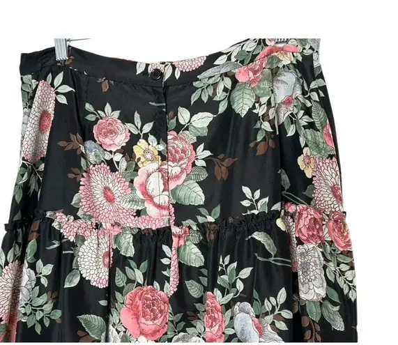 Leslie Fay Vintage 70's Personal Division of Rose Print Tired Maxi Skirt Size 18