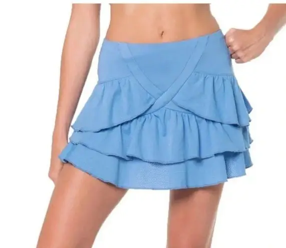 lucky in love Long Rush Tiered Ruffle Skort Blue Athletic Skirt Women's Size XL