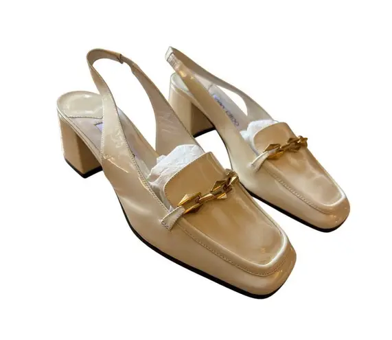 Jimmy Choo NIB Diamonte 45 Tilda Slingback Pumps in Latte Size 39.5