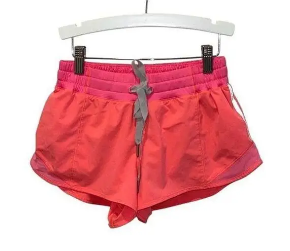 Lululemon Womens Drawstring Flat Front Running Athletic Shorts Coral Pink Size 6