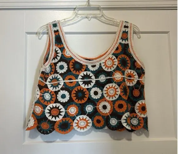 Julia By Love J Women Large Crop Top Crochet Handmade Style Sweater Vest/Top