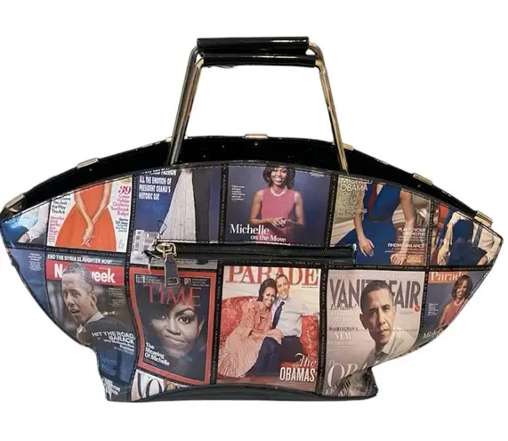 Michelle Obama Barack Obama Glossy Magazine Cover Satchel Purse Bag President Black