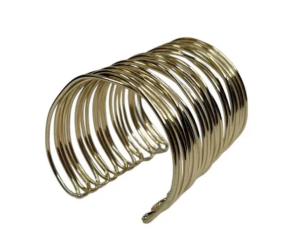 Gold Tone Super Wide Open Wire Coil Cuff Bracelet