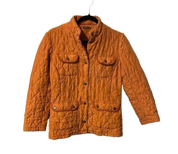 J. McLaughlin  Burnt Orange Quilted 100% Silk Snap Up Size Small Jacket.