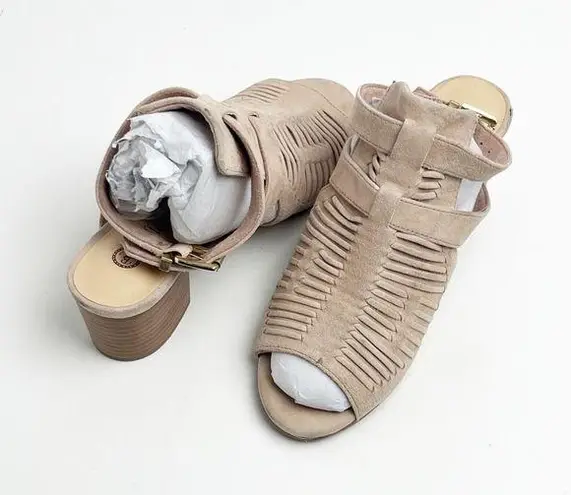 Bella Vita Pink Leather Upper Ankle Straps Open Toe Chunky Heel Sandals, Size 7