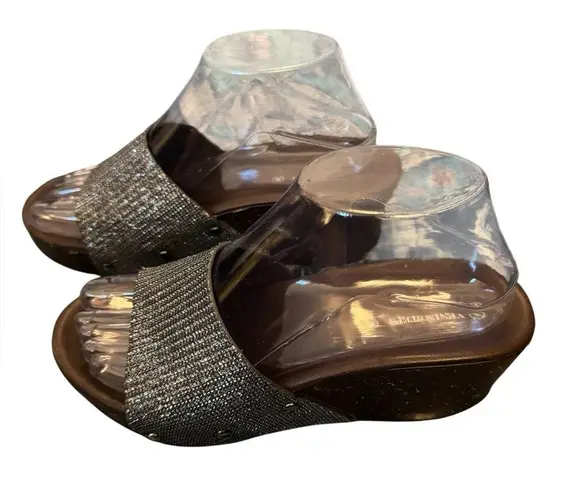 Venus Steps Women's Brown and Silver Wedge Sandals Size 39EU/ 8.5USA
