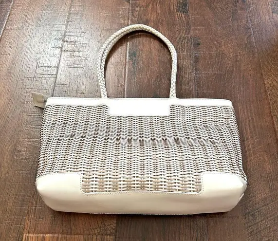 FALOR white/beige basketweave leather bag, made in Italy