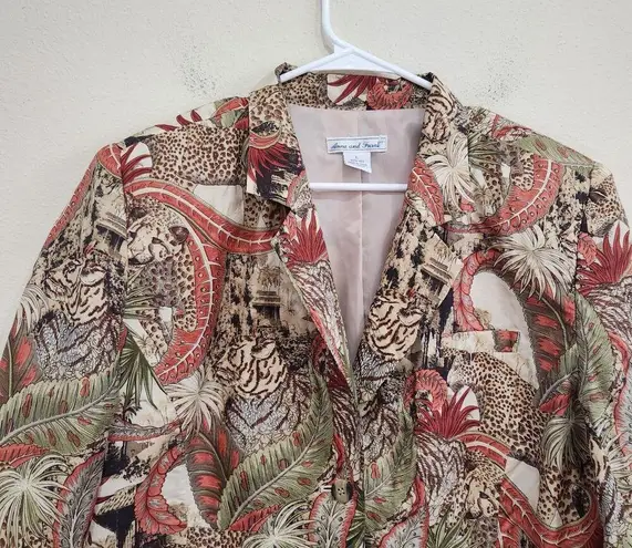 Anna And Frank Animal Print Jungle Long Sleeve Vintage Blazer Jacket Size Large Red