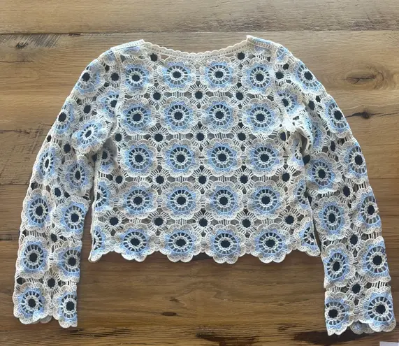 Rebellion Again Crochet Blue Flower Top - Image 2