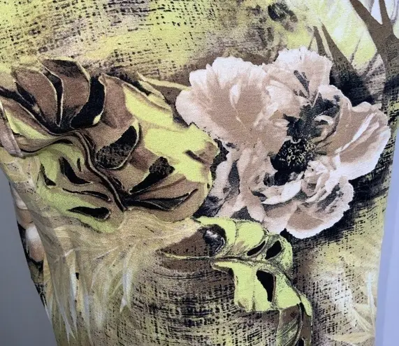 Apriori Golden Yellow Tan & Green Tropical Floral High Neck Sleeveless Top 10