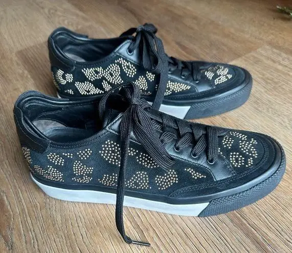 Rag and Bone  women’s RB Army low top sneaker, studded leopard, black gold, 38.5 thumbnail 1