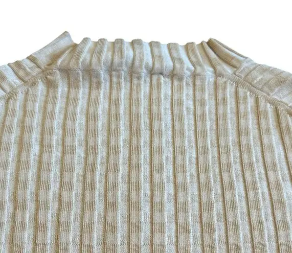 Lafayette 148 Gingham Responsible Matte Crepe Short Sleeve Sweater Stretch XS White