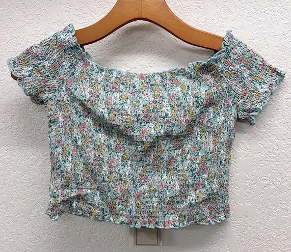 Bomaca Collection Floral Short Sleeve Ruffled Crop Top S