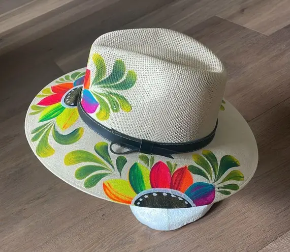 Artisanal Mexican Sombreros Hand Painted Fedora Floral Sombrero Panama Bohemian