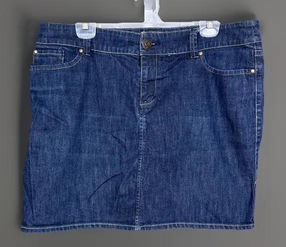 New York And Company Women’s Size 16 Dark Wash Jean Denim Mini Skirt Cotton Blend