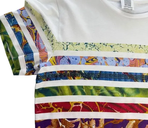 Rosie Assoulin Fall/Winter 2018 Designer Striped Multicolored Print Bedazzled S White