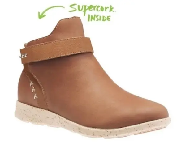 SuperFeet Women's Ash Tan Zip Ankle Bootie Slip Resistant