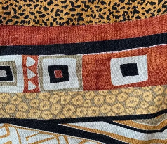 Vintage 90s Shorts High Waisted Baggy Mom Boho Abstract Animal Print Red Tan Black