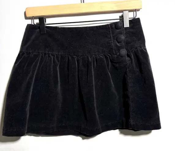 Sans Souci Black Velvet Mini Skirt Sz M Cotton Velour Gothic Dark Academia Punk
