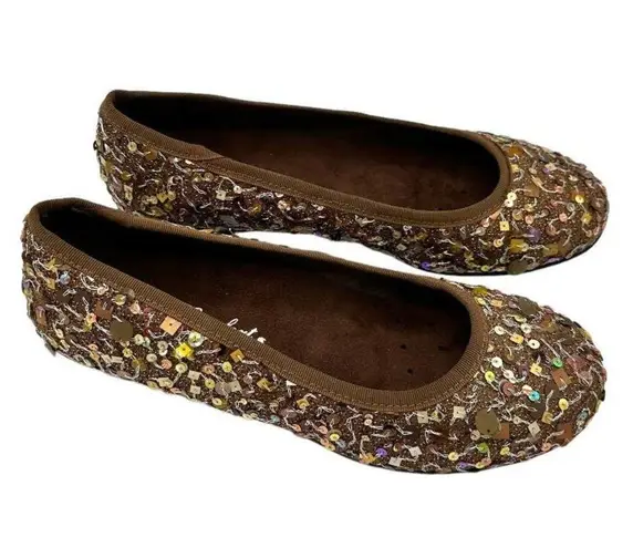 HELLE COMFORT WELLNESS BROWN ALL OVER SEQUINS SIZE 5.5