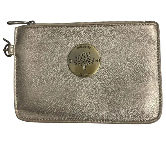 Mulberry England Rose Gold Pebbled Leather Wristlet Wallet Clutch Purse