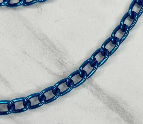 Hipp Blue Simple Basic Metal Chain Link Belt Size Large L