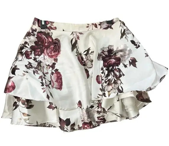 City Vibe Lace Purple Floral Formal Crop Top Mini Skirt Prom Set Size 7