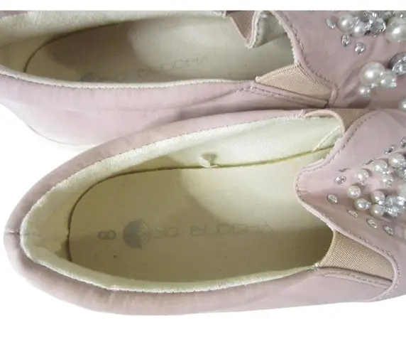 Big Buddha Women’s Size 8 Pink Slip-On Sneakers with Rhinestones & Faux Pearls