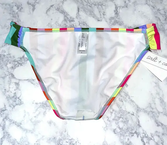Salt + Cove New Cabana Stripes Shirred Tab Side Hipster Bikini Bottom Size Large