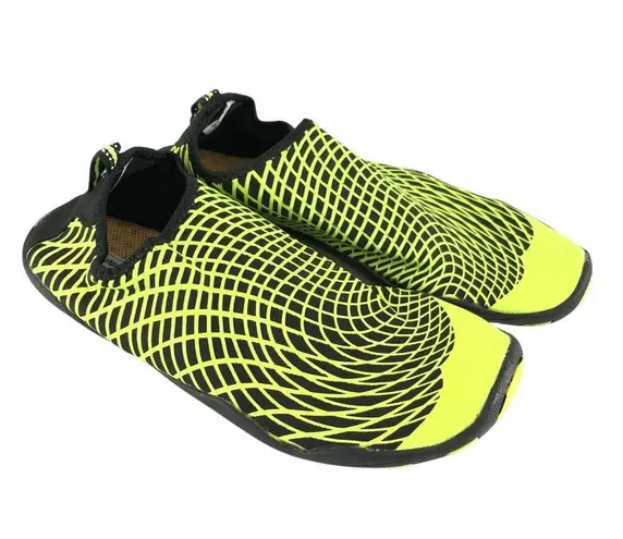 Functional Womens Water Shoes Slip On Lightweight Striped Black Yellow 38 US 7