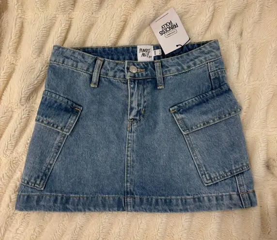 Princess Polly Denim Mini Cargo Skirt New With Tags