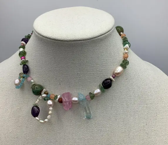 Amethyst Haobalabu Gorgeous Multicolor Quartz Gemstones Choker Adjustable