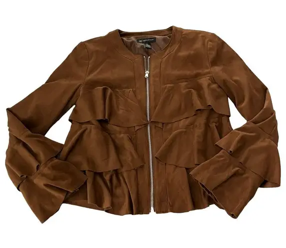 INC International Concepts Ruffled Faux-Suede Jacket