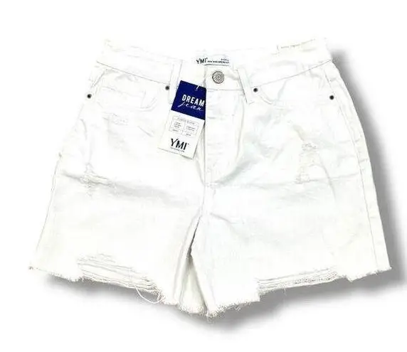 Ymi NWT Size 28 (7) High Rise Dream Fit Distressed White Denim Shorts