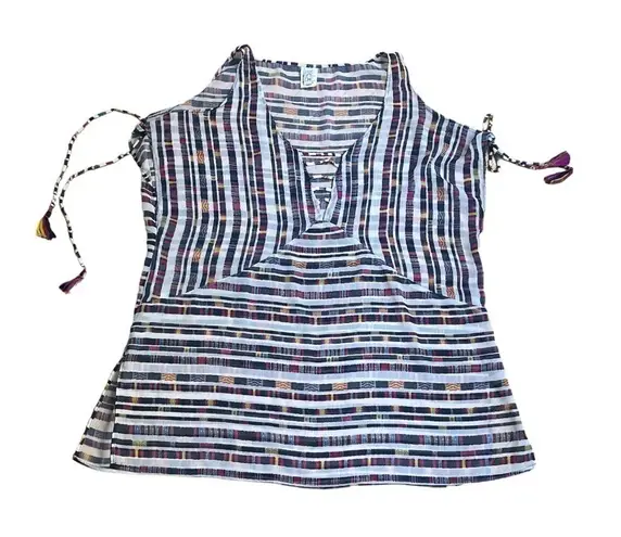 Becca Tassel Cold Shoulder Swim Cover Up XS Multicolor