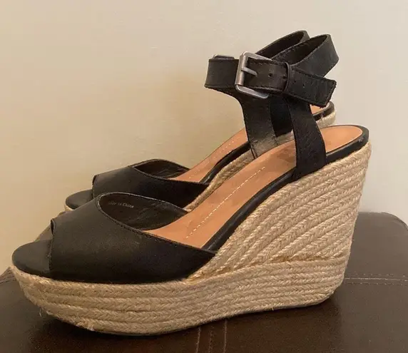 DV by Dolce Vita Nadiyah Espadrille Wedge Sandals Black Size 7.5